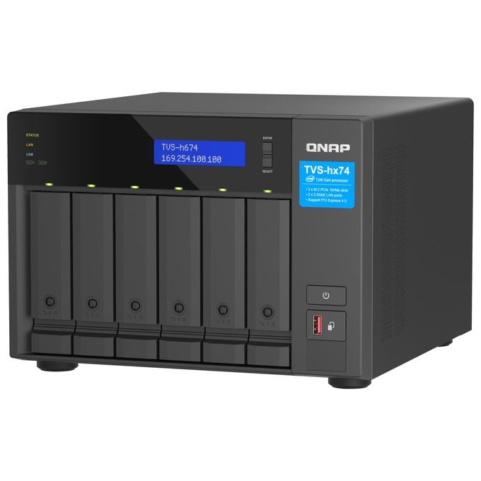 Qnap TVS-H674 NAS Tower Collegamento Ethernet LAN Nero i5-12400
