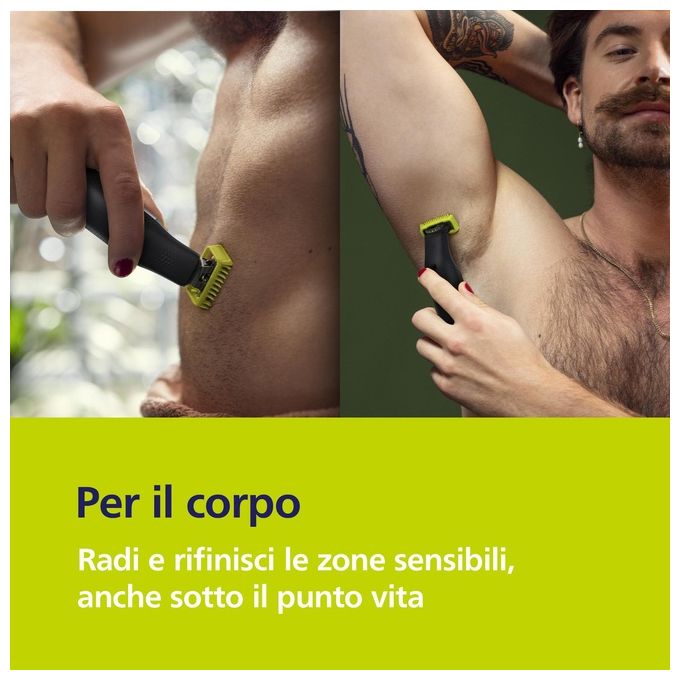 Philips QP6652 OneBlade Pro 360 Regolabarba Face Body uso Bagnato e Secco 20 livelli autonomia 120 min colore Cromo