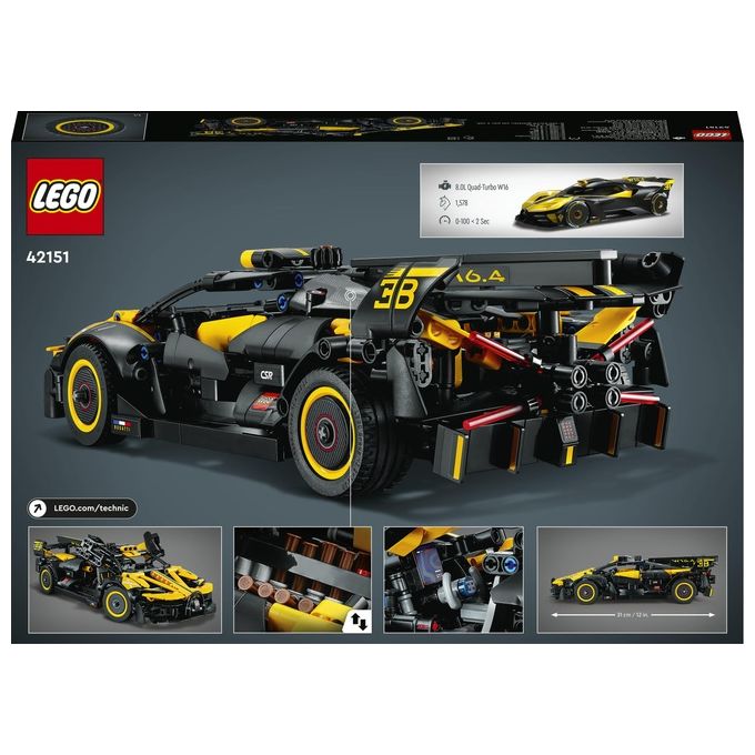 Lego 42151 Technic Bugatti Bolide Set da Costruzione 905 Pezzi Modellino Auto Supercar Motore W16 9 anni