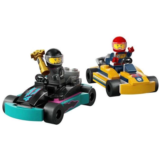 LEGO City 60400 Go-Kart e Piloti 60400-LEGO Modellini da Costruire di Mini Go Kart da Corsa Veicoli Giocattolo per Bambini di 5+ Anni