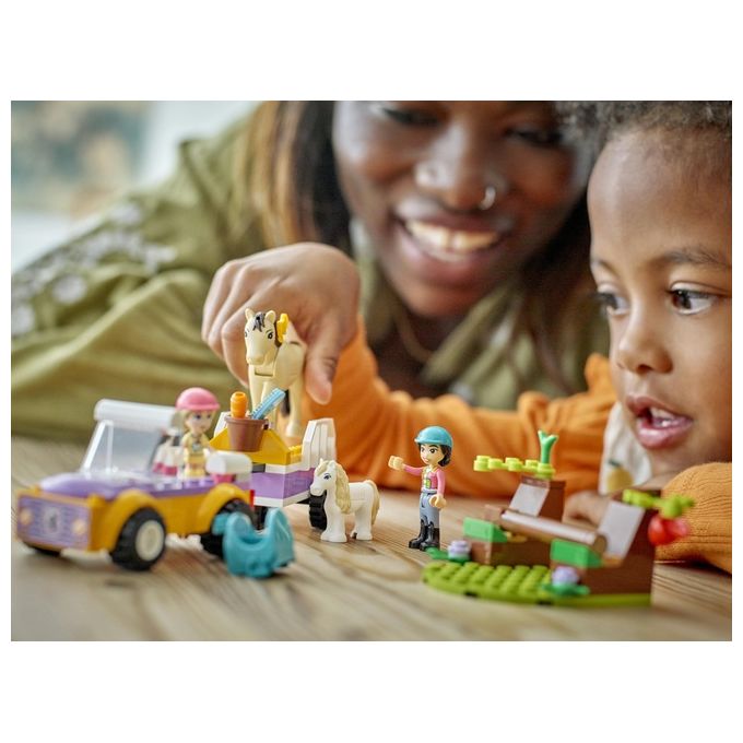 LEGO Friends 42634 Rimorchio con Cavallo e Pony, Giocattolo per la Cura degli Animali con 2 Mini Bamboline, Giochi Bambini 4+