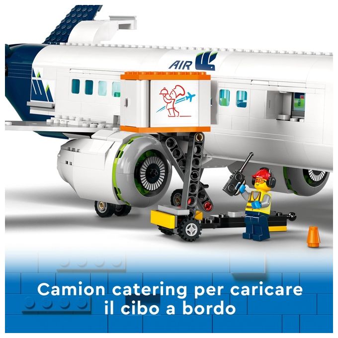 LEGO City 60367 Aereo Passeggeri, Modellino di Aeroplano Giocattolo da Costruire con 9 Minifigure e Veicoli dell'Aeroporto