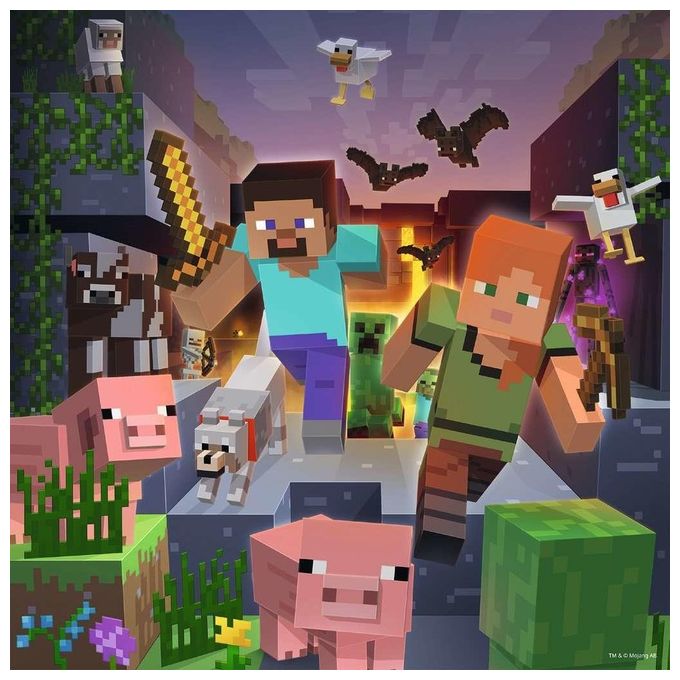 3 Ravensburger Puzzle da 49 Pezzi - Minecraft