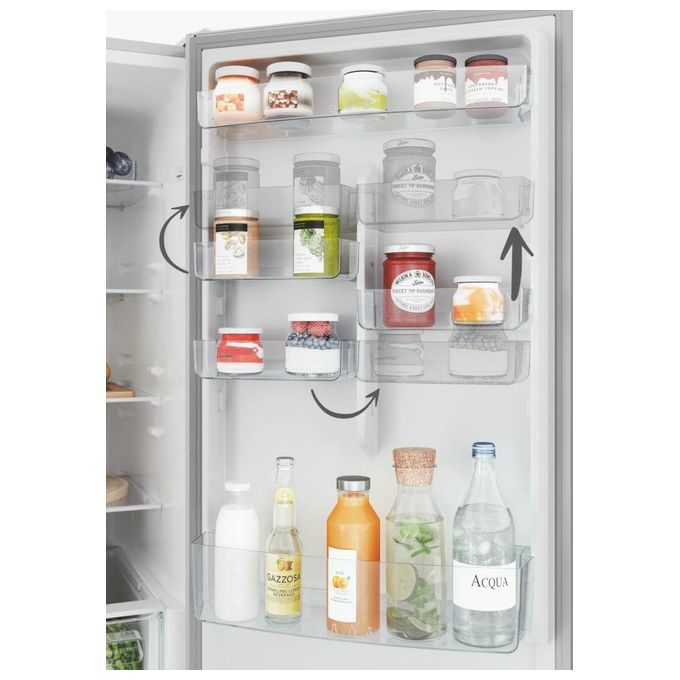 Candy CCE4T618ES Fresco Frigorifero Combinato Libera Installazione 341 Litri Classe Energetica E Total No Frost Circle+ Trattamento antimuffa 185cm Argento