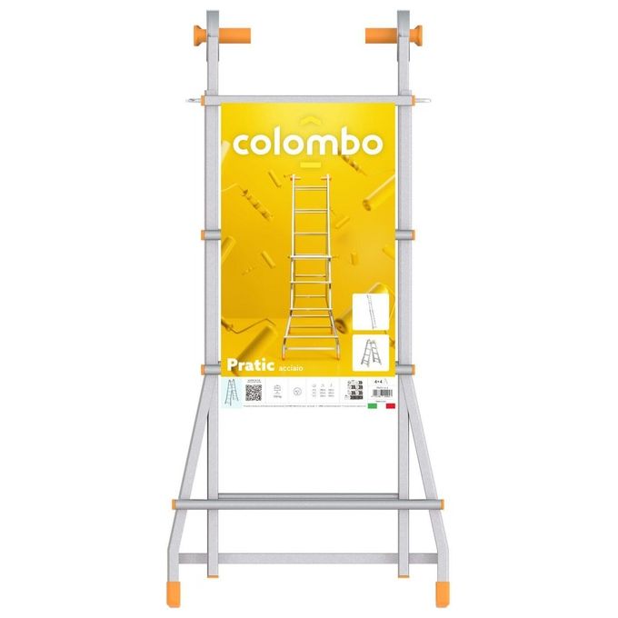 Colombo Scala PRATIC 5+5 In Acciaio Altezza Massima 4,6 M Gradini Zigrinati Piedini Antisdrucciolevoli