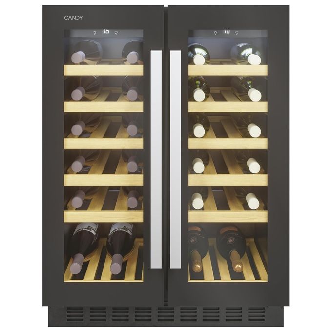 Candy CCVB 60D-1 Cantinetta Vino 38 Bottiglie Classe energetica G Ripiani in legno Illuminazione a Led Controllo digitale 81 cm Nero