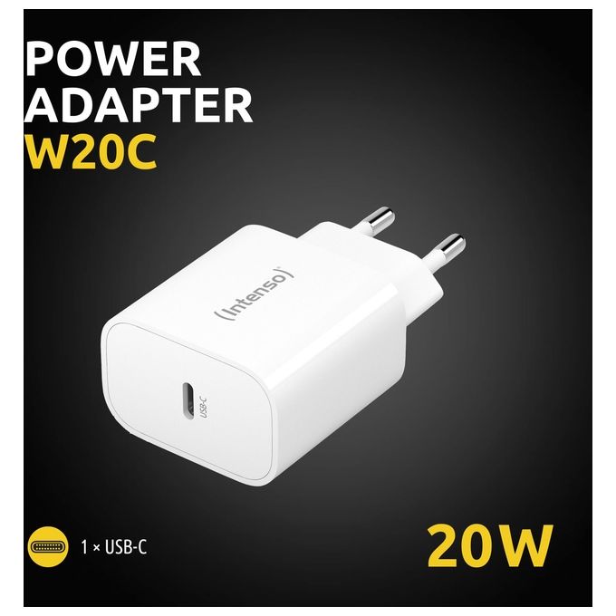 Intenso Power Adapter W20C Caricatore USB-C da 20 Watt Bianco