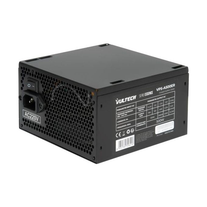 Vultech Alimentatore ATX 500W VPS-A500ER Serie Essence con Ventola da 12cm Termoregolata