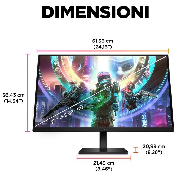 HP OMEN by HP 27qs Monitor PC 27'' 2560x1440 Pixel Quad HD Nero
