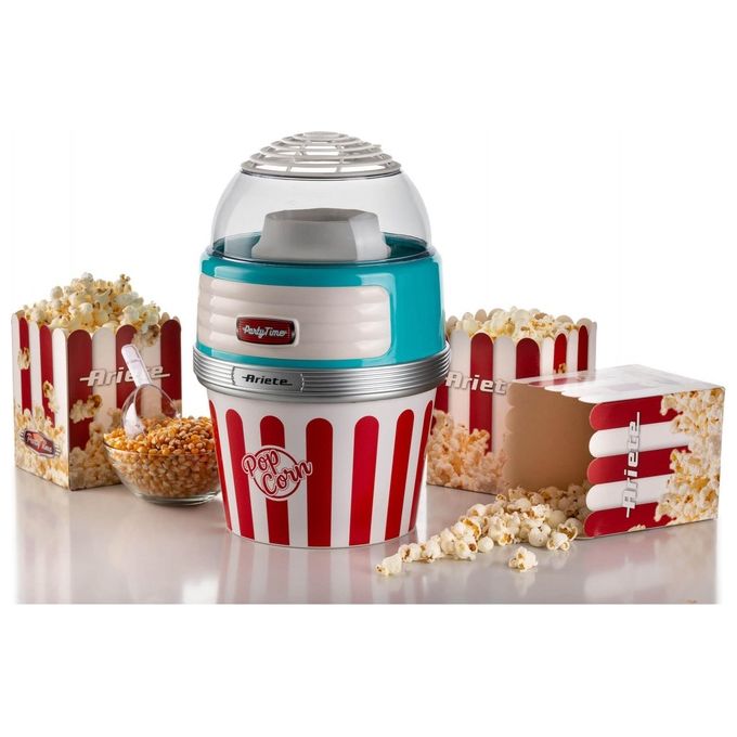 Ariete Pop Corn XL Party Time Macchina per Pop Corn con Ciotola Estraibile 1100W 60gr di mais in 2 minuti Azzurro