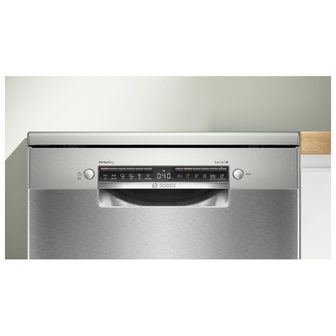 Bosch Serie 6 SMS6ZCI10E Lavastoviglie a libera installazione con top removibile 14 coperti Classe B Rumorosita' 40 dB Home Connect 6 programmi Cestelli MaxiFlex+3' cestello Asciugatura con Zeolite 60 cm Acciaio