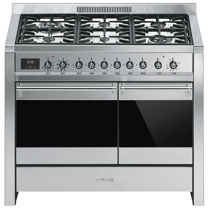 Smeg A2-81 Estetica Classica Cucina a Gas con 2 Forni Elettrici 6 Fuochi Classe energetica A 100x60 cm Acciaio Inox