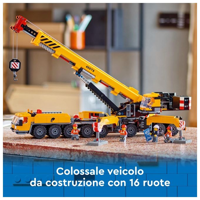 LEGO City Gru da Cantiere Mobile Gialla Giochi Creativi per Bambini e Bambine da 9 Anni con Veicolo Giocattolo da Cantiere con Funzioni Realistiche e 4 Minifigure Idea Regalo Divertente 60409