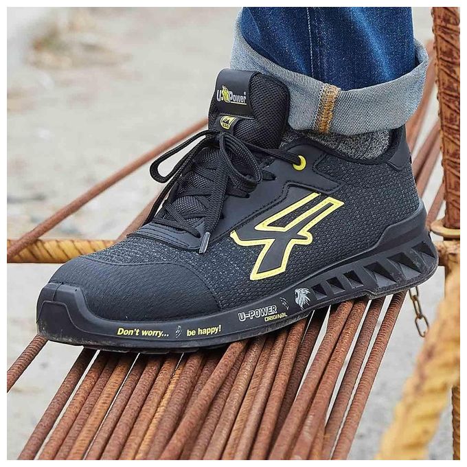 U-Power Scarpe Frank Nero Giallo Basse Numero 44 S1P