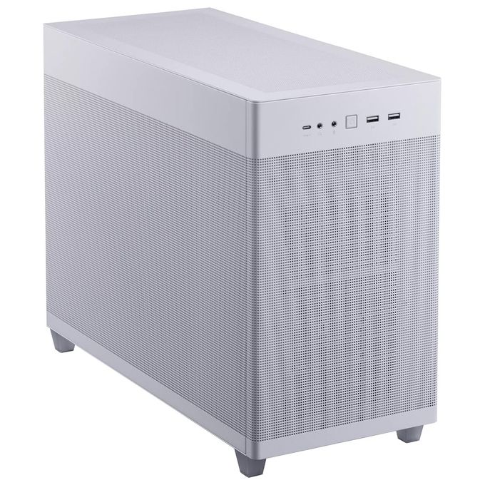 ASUS Prime AP201, case MicroATX, 33 litri, pannelli laterali tool-free e una mesh quasi filtrante, supporto per dissipatori da 360mm, schede grafiche lunghe fino a 338 mm e PSU ATX standard. Bianco