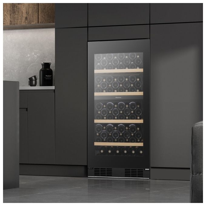Hisense RW3N230GELF Cantinetta Vino 108 Bottiglie Classe F Temperatura 5 20 °C Ripiani in Legno colore Nero