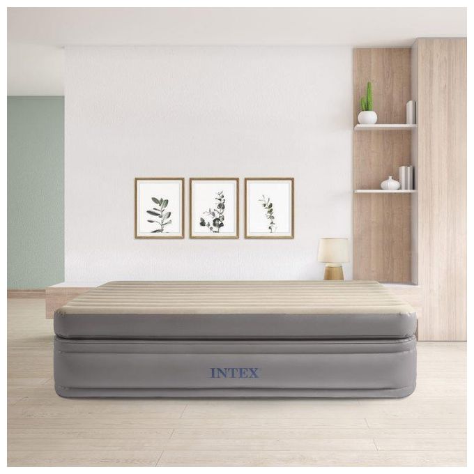 Intex 64164ND Dura-Beam Prime Comfort Materasso Gonfiabile Matrimoniale 152x203x51 cm Fiber-Tech Pompa Elettrica Integrata 272 Kg