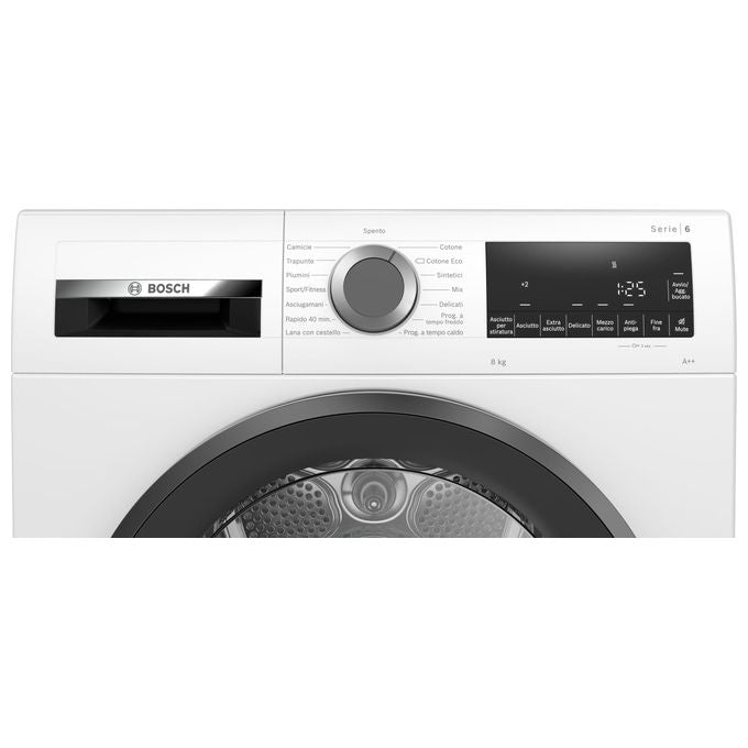 Bosch WQG23100IT Serie 6 - Asciugatrice a pompa di calore 8 kg, Classe A++, AutoDry, programma delicati, (84x60x61 cm), Bianco
