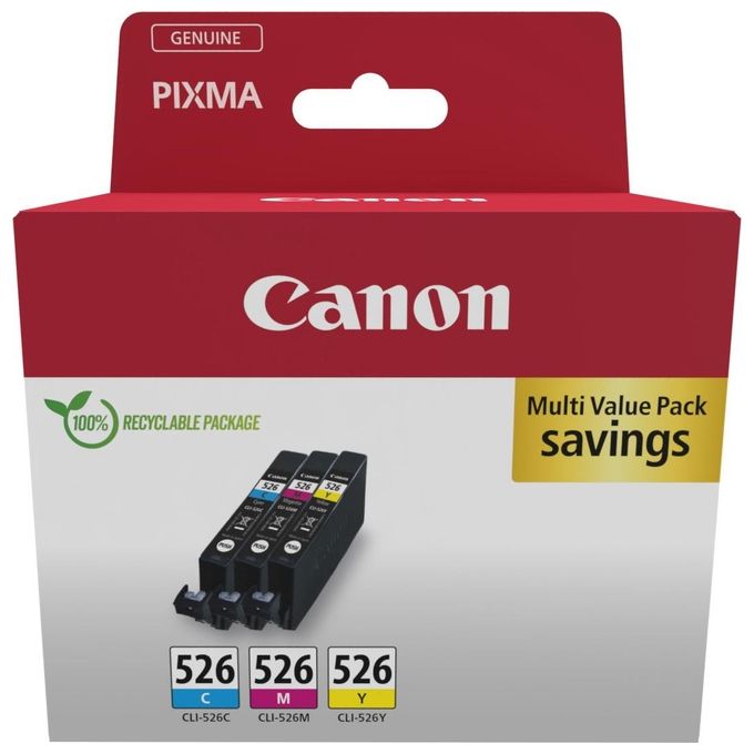 Canon CLI-526 C-M-Y Cartuccia D'inchiostro Confezione Multipla