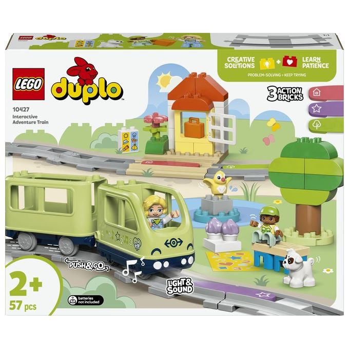 LEGO DUPLO Treno d'Avventura Interattivo con Pista Stazione Ferroviaria e 3 Mattoncini Multifunzione