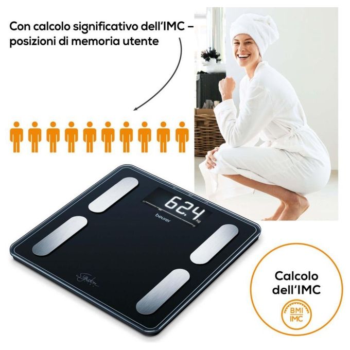 Beurer BF 400 Signature Line Black Bilancia Diagnostica con Portata fino a 200Kg 31x31cm Nero