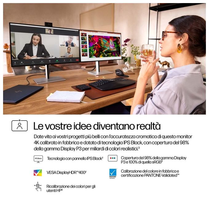HP Monitor Serie 7 Pro 4K per Videoconferenze da 27'' 727pm