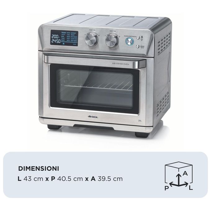 Ariete 4629 Friggitrice ad Aria e Forno 25 Litri 1700W 15 Funzioni di Cottura Silver