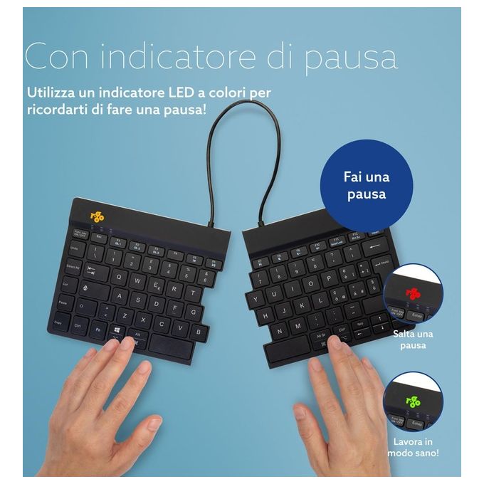 R-Go Tools Tastiera Ergonomica Split It Nero