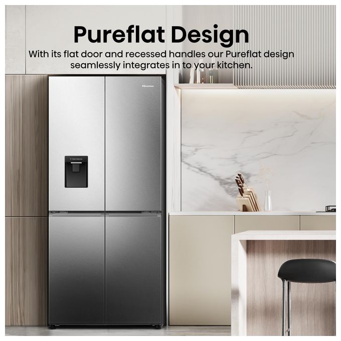 Hisense RQ5P470SMIE – Frigorifero Americano Side by Side 483 L, Classe E, Total No Frost,  Inox