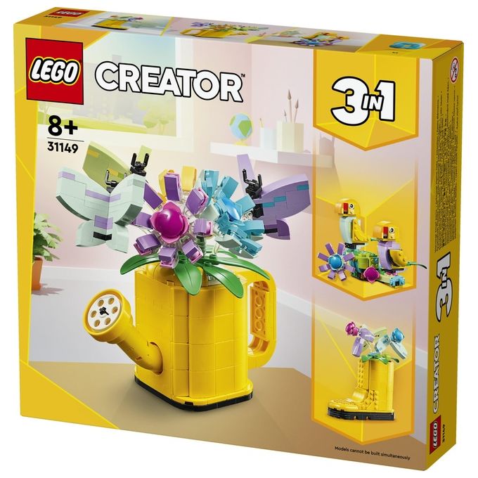LEGO Creator 31149 3in1 Innaffiatoio con Fiori Finti Trasformabile in Stivale o in 2 Uccelli con Trespolo, Giochi per Bambini 8+