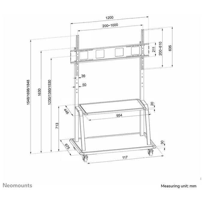 NewStar NS-M4000BLACK Carrello per Display Lcd Nero