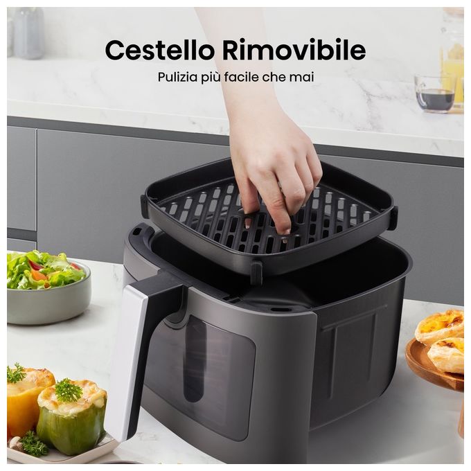 Hisense HAF1900D - Friggitrice ad aria 7 L, potenza 1800 W, programmi preimpostati, display digitale, tecnologia di cottura ad aria calda, colore Nero