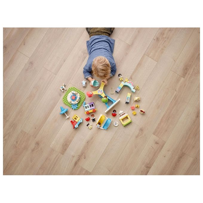 LEGO 10956 DUPLO Town Parco dei Divertimenti con Scivoli Giostra Ruota Panoramamica Treno e 7 Minifigure colore Multicolore