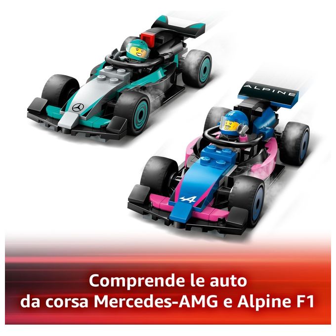 LEGO City Formula 1 Garage con monoposto Mercedes-AMG e Alpine F1 60444