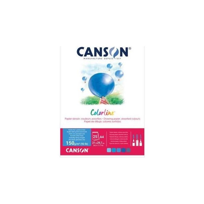 Canson Confezione 25 Fogli Colorline Acqua 29.7x42cm