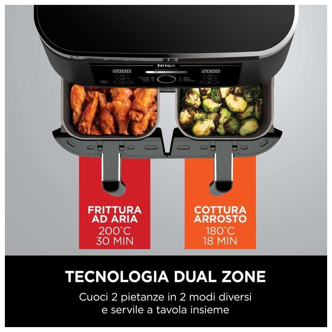 Ninja AF300 Friggitrice ad Aria Calda 7.6 Litri 1690W Nero