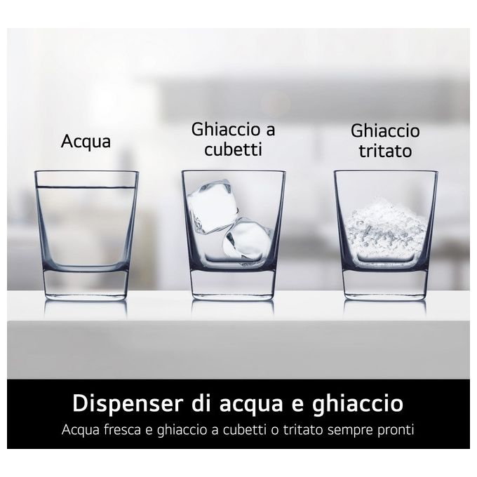 LG GSGV81EPLL - Frigorifero Side-by-Side 635 L, 179 cm, Classe E, 36 dB, Total No Frost, InstaView, DoorCooling+, Dispenser acqua e ghiaccio, Nero opaco