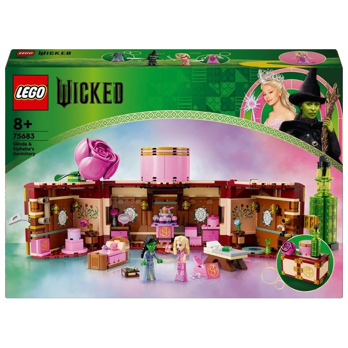 LEGO Wicked 75683 - Dormitorio di Glinda and Elphaba, Set da 740 pezzi con Minidoll Day and Night, Accessori, Valigetta Decorativa, Eta' 8+