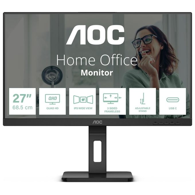 AOC Q27P3CV Monitor Pc 27'' 2560x1440 Pixel Quad Hd Led Nero