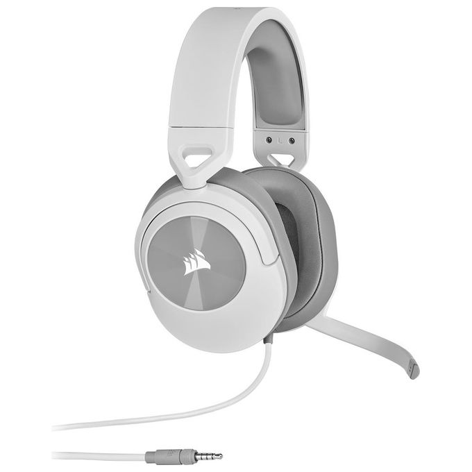 Corsair HS55 STEREO Cuffie da Gioco Cablate Leggere - Microfono Omnidirezionale - Driver al Neodimio - Compatibile con iCUE - PC Mac Xbox Nintendo Switch Mobile - Bianco