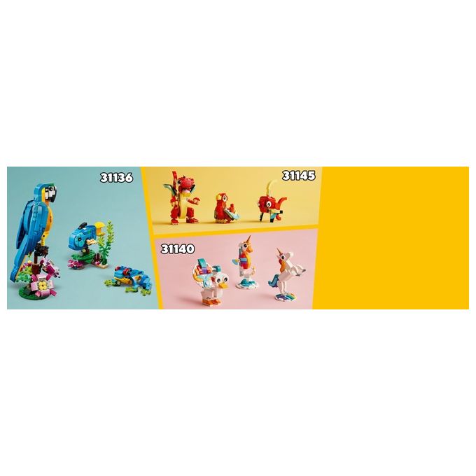 LEGO Creator 31145 3in1 Drago Rosso, Giochi per Bambini di 6+ Anni, Action Figure Ricostruibile in Pesce e Fenice Giocattolo