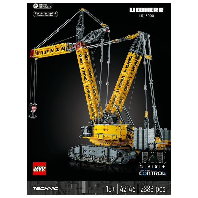 LEGO Technic 42146 Gru Cingolata Liebherr LR 13000, Veicolo da Cantiere Telecomandato con App Control+, Modellismo per Adulti