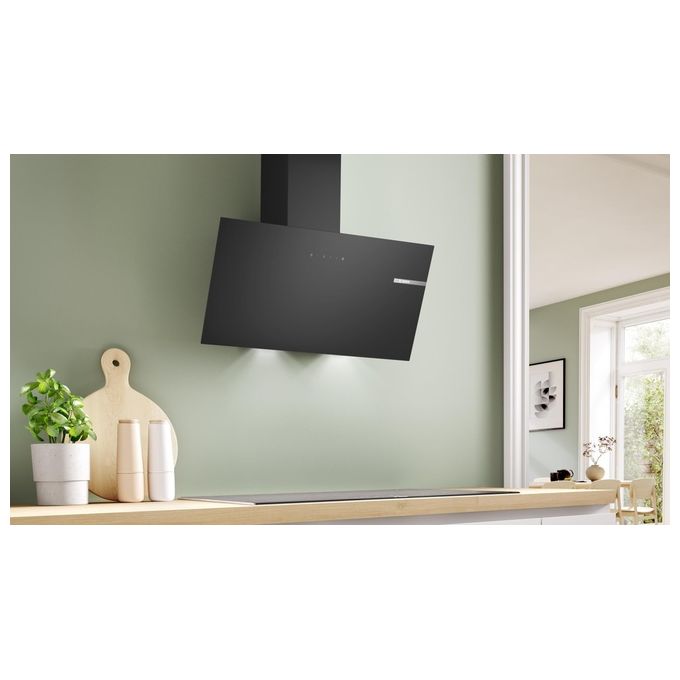 Bosch Serie 2 DWK85DK60 Cappa a muro filtrante design inclinato 80 cm Classe A  3 velocita' Nero