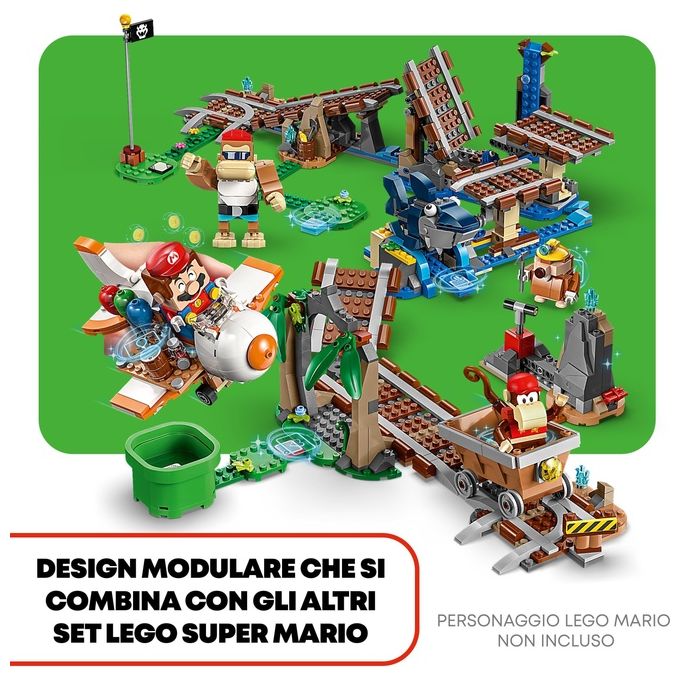 LEGO 71425 Super Mario Pack di Espansione Corsa nella Miniera di Diddy Kong Set da Costruzione con 1157 Pezzi Personaggi Inclusi Funky Kong Diddy Kong e Sfide Interattive colore Multicolore