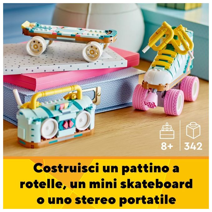 LEGO Creator 31148 3in1 Pattino a Rotelle Retro' Trasformabile in Mini Skateboard o Radio Giocattolo, Giochi per Bambini 8+