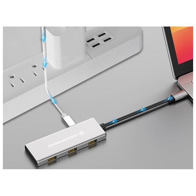 Conceptronic HUBBIES17G Hub di Interfaccia USB 3.2 Gen 2 Type-C 10000 Mbit-s Grigio