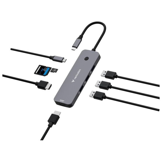 Verbatim CMH-08 Multiport Hub 5 Porte USB Tipo-C 5000 Mbit-s Argento