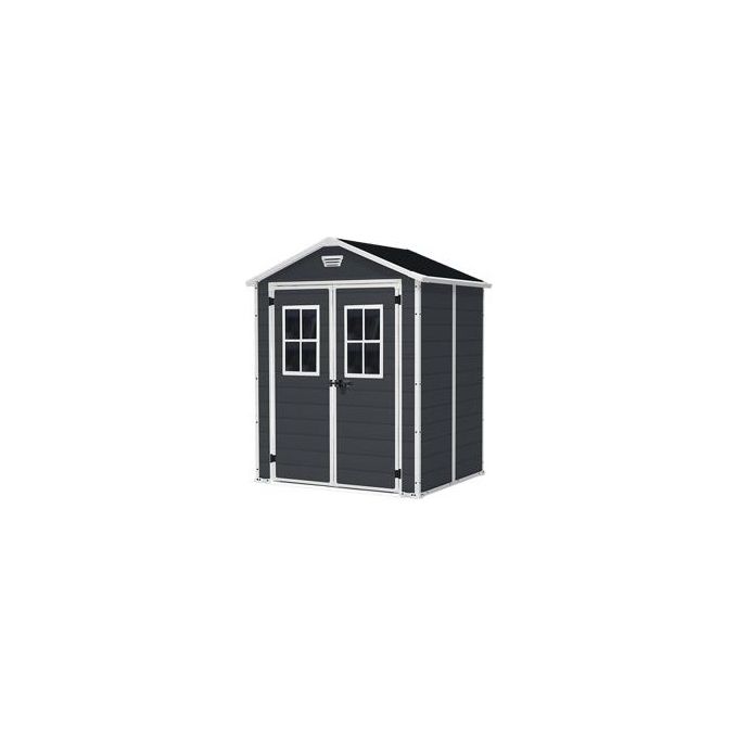 Keter Casetta da Giardino Manor 6X5 con Finestre Frontali in Resina 185x152x226h Grigio