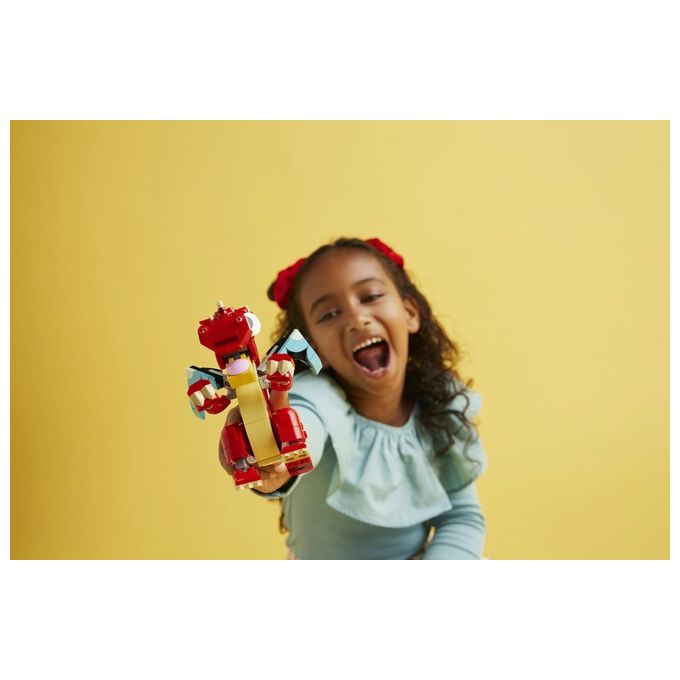 LEGO Creator 31145 3in1 Drago Rosso, Giochi per Bambini di 6+ Anni, Action Figure Ricostruibile in Pesce e Fenice Giocattolo