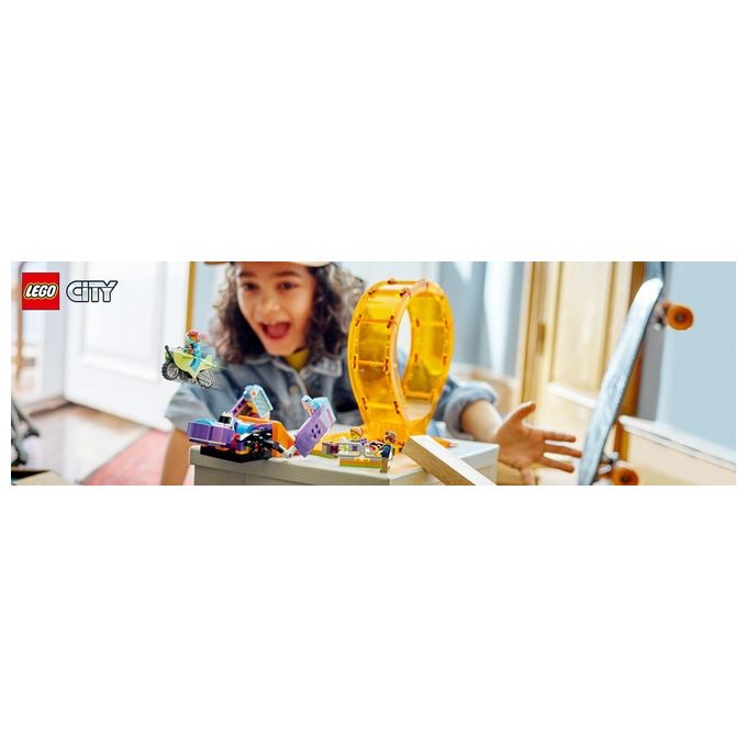 LEGO 60338 City Stuntz Giro della Morte dello Scimpanzé Set da Costruzione con Moto Carica e Vai Minifigure e Scimpanzé Meccanico colore Multicolore